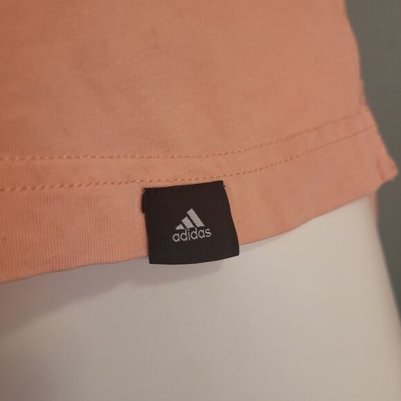 Adidas Pink Cropped Workout T-Shirt Size Small Gym Yoga Athleisure Logo Active - Picture 8 of 10